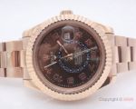 Rolex Sky-Dweller Rose Gold Replica Watch w/ Working Time Zone Brown Face